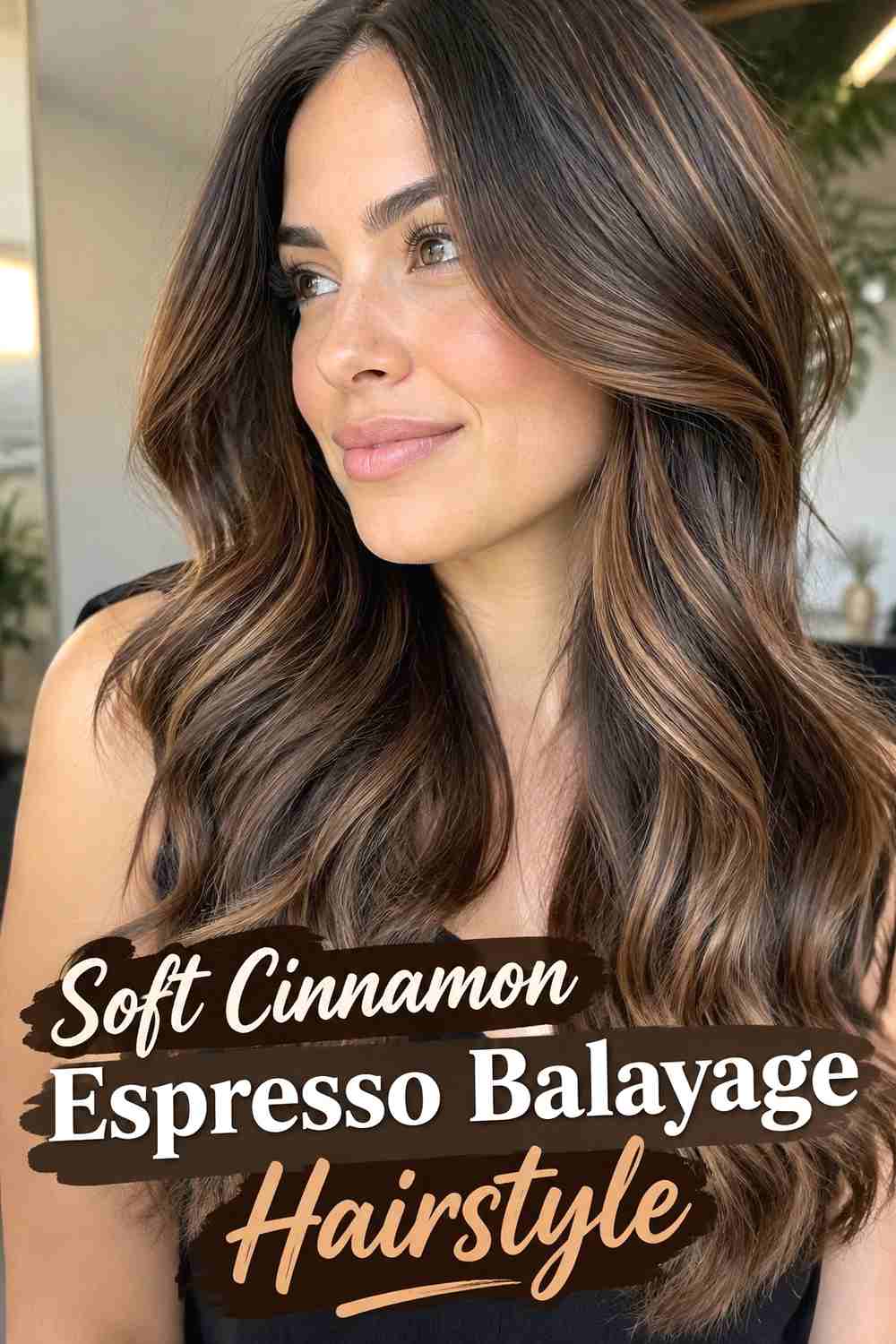 1. Soft Cinnamon Espresso Balayage Hairstyle