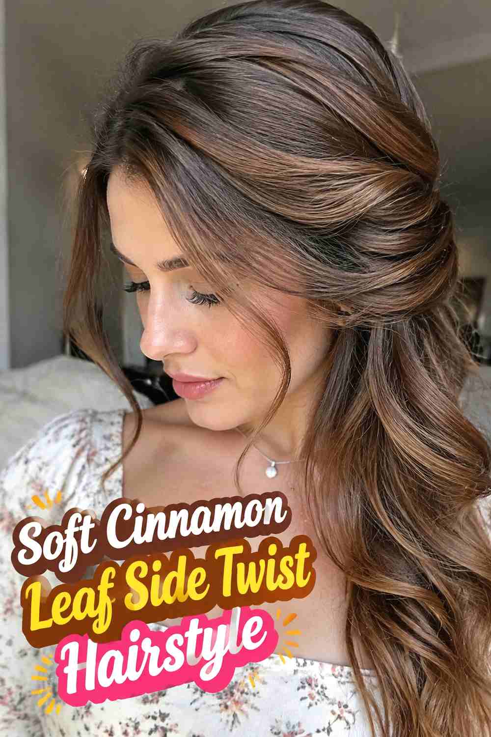 1. Soft Cinnamon Leaf Side Twist Hairstyle