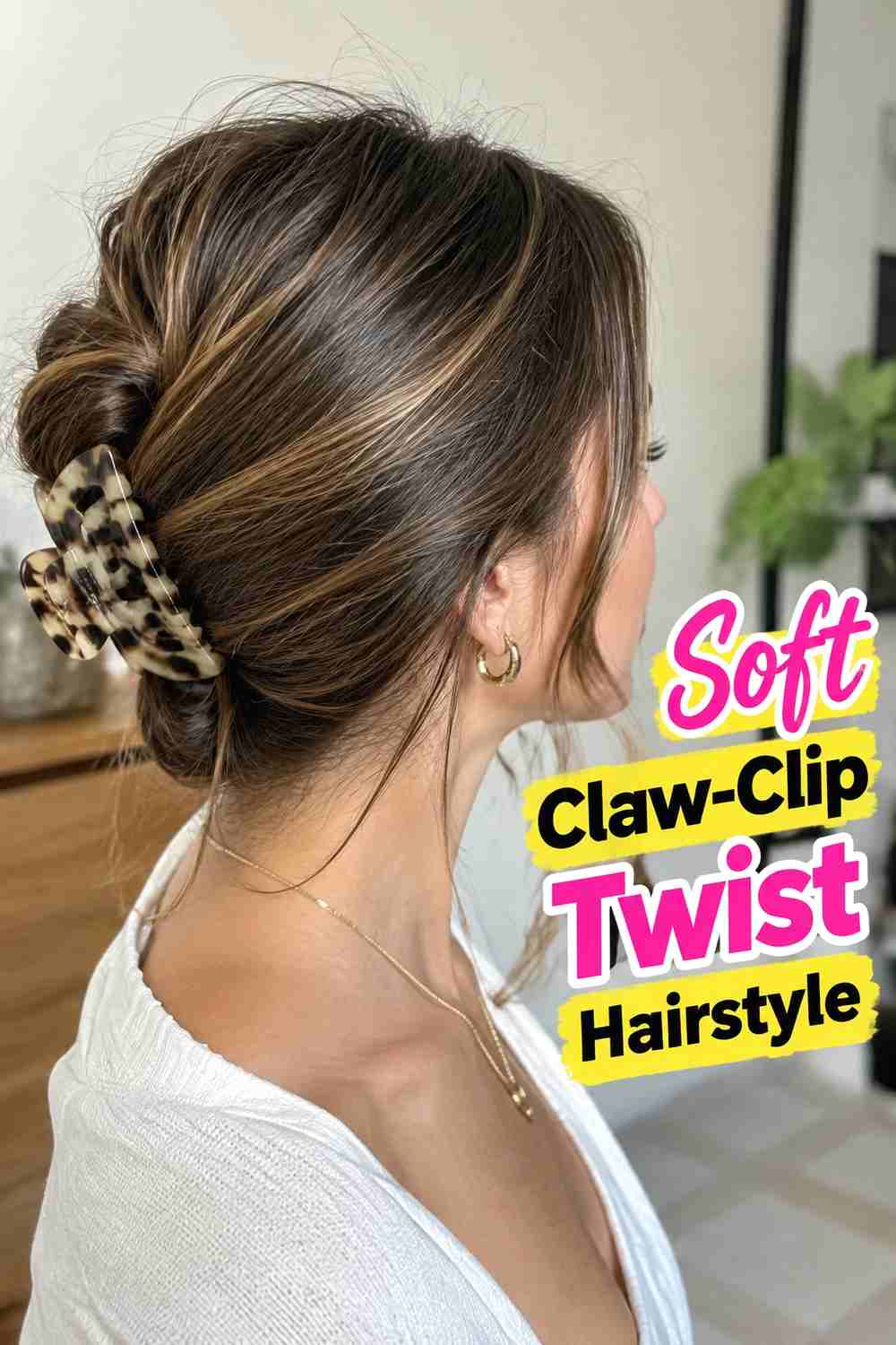 3. Soft Claw Clip Twist Hairstyle