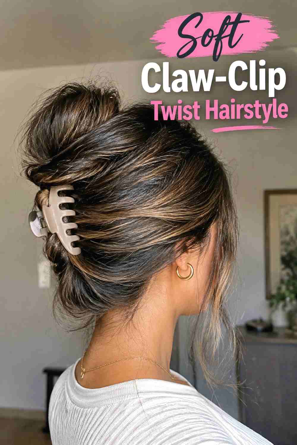 4. Soft Claw Clip Twist Hairstyle