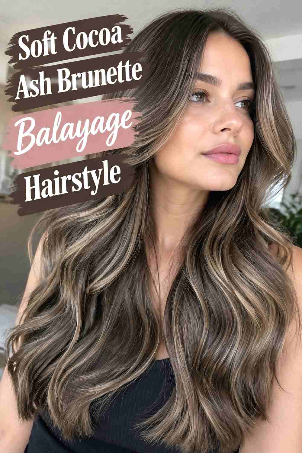 1. Soft Cocoa Ash Brunette Balayage Hairstyle