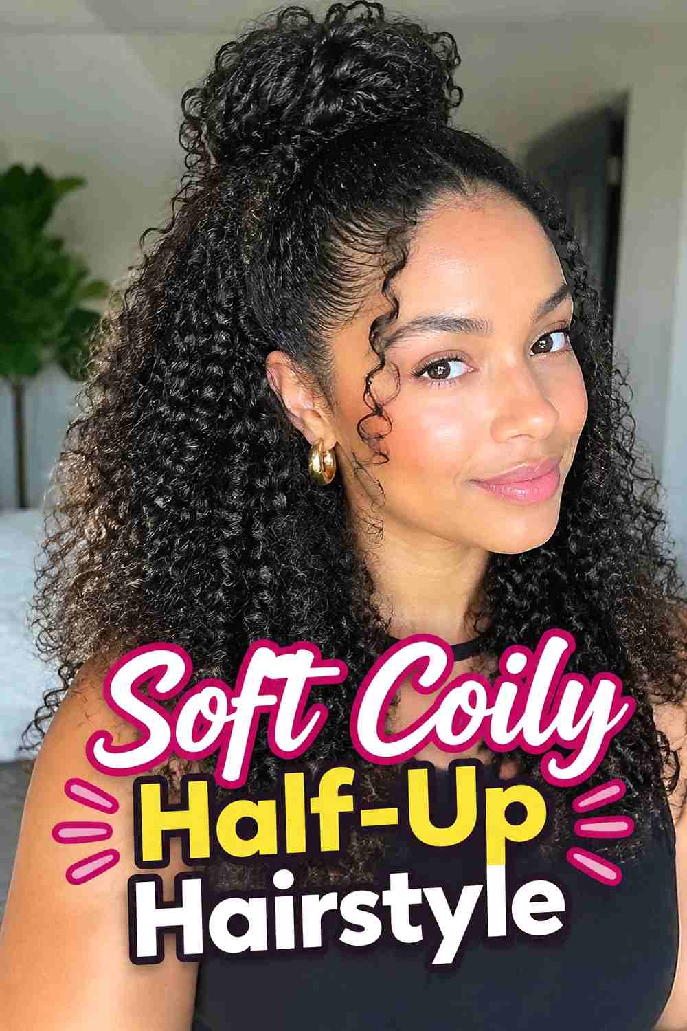 13. Soft Coily Half Up Hairstyle