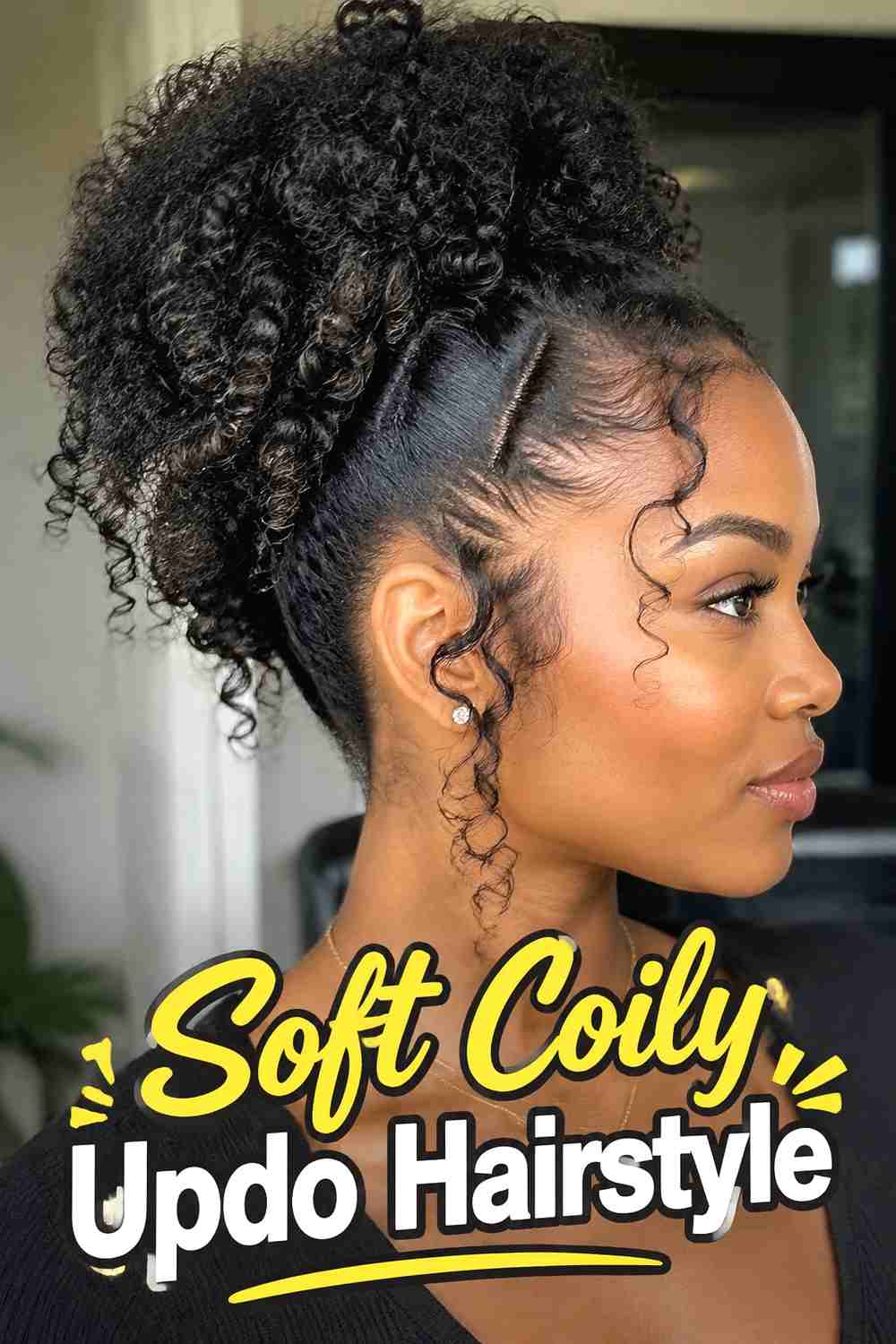 15. Soft Coily Updo Hairstyle