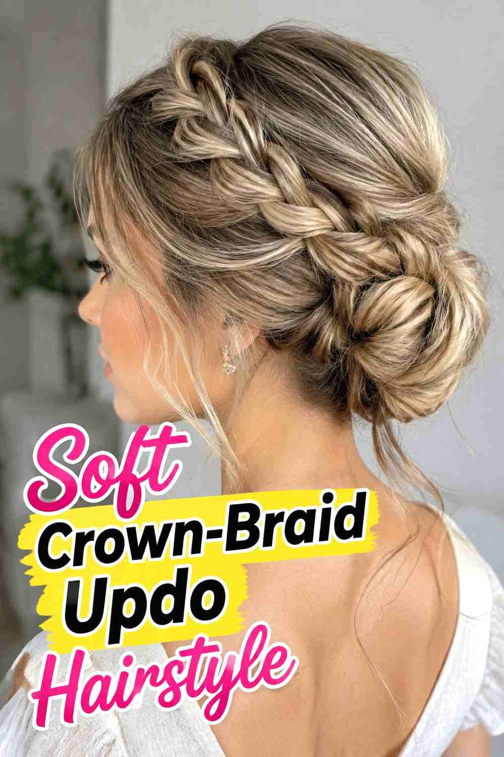 11. Soft Crown Braid Updo Hairstyle