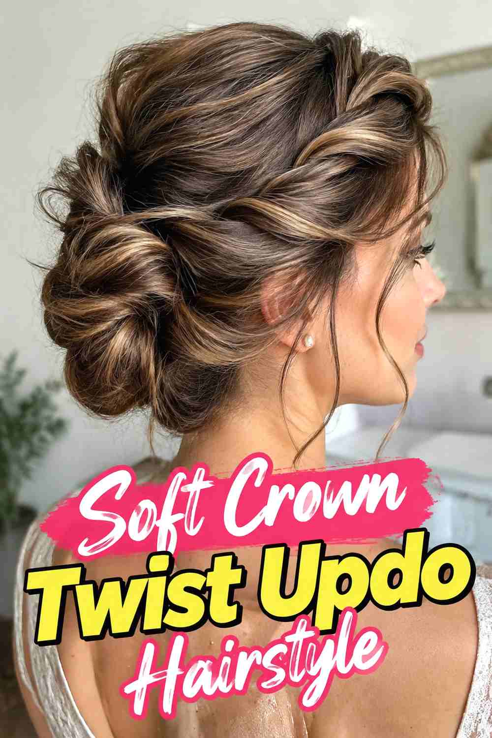 12. Soft Crown Twist Updo Hairstyle