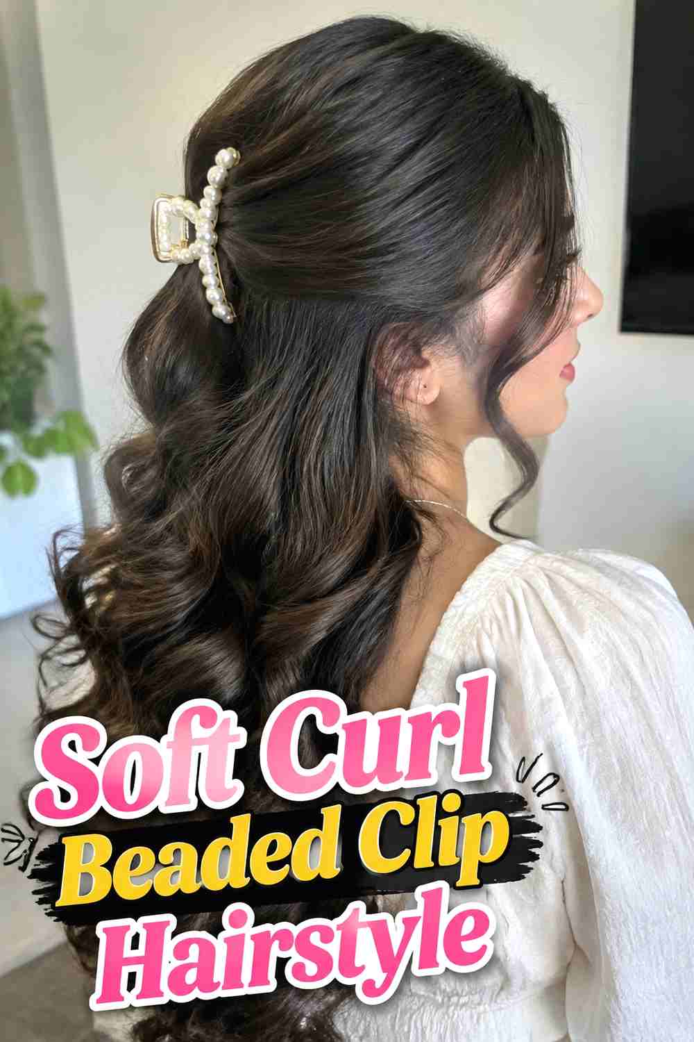 12. Soft Curl Beaded Clip Hairstyle