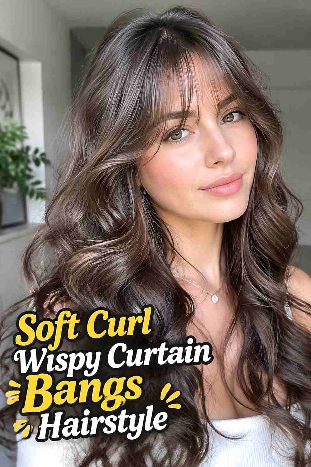 12. Soft Curl Wispy Curtain Bangs Hairstyle
