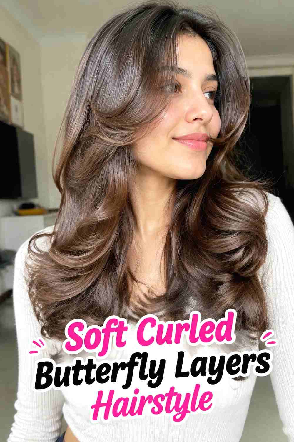 6. Soft Curled Butterfly Layers Hairstyle