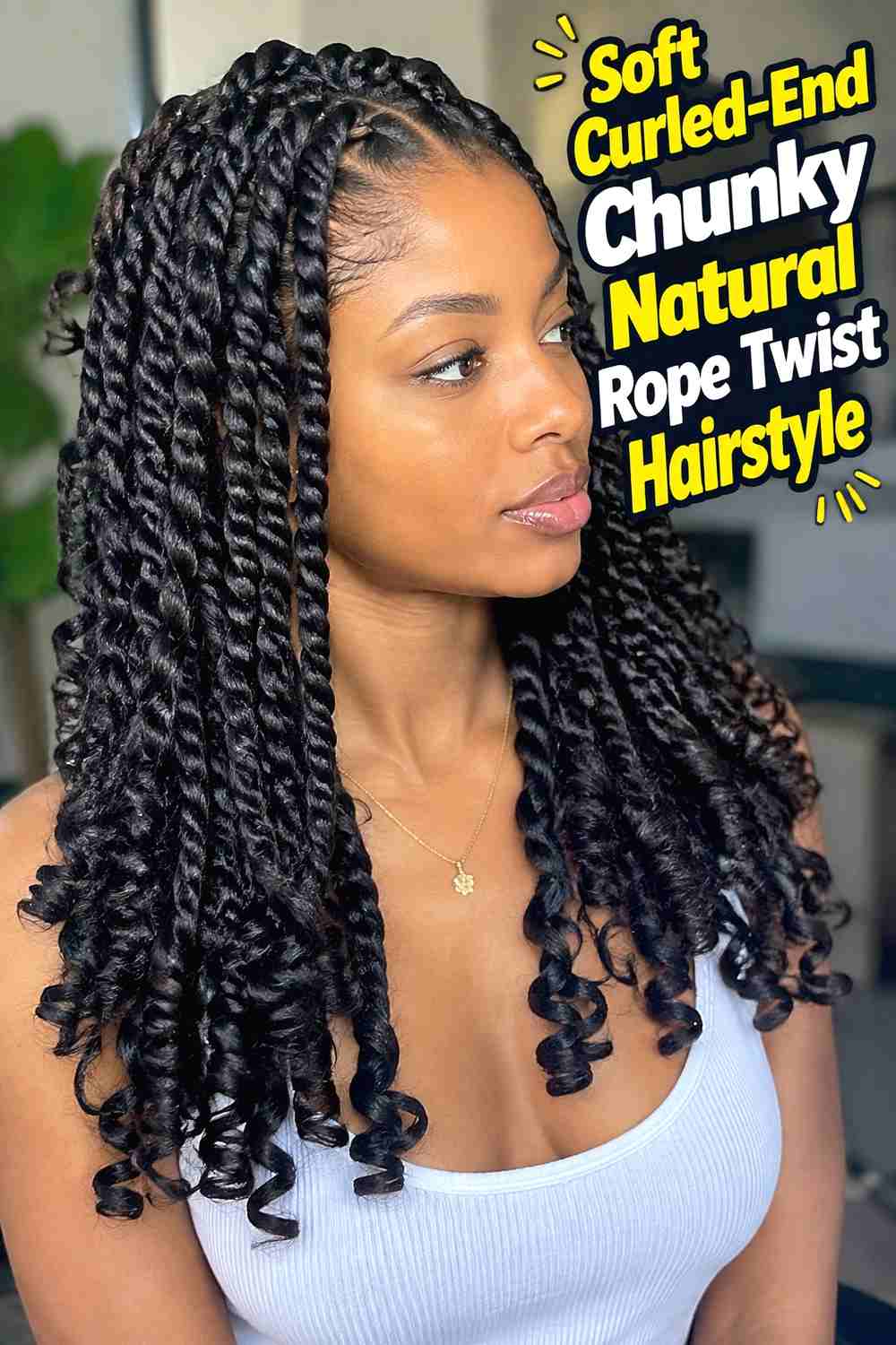 12. Soft Curled End Chunky Natural Rope Twist Hairstyle