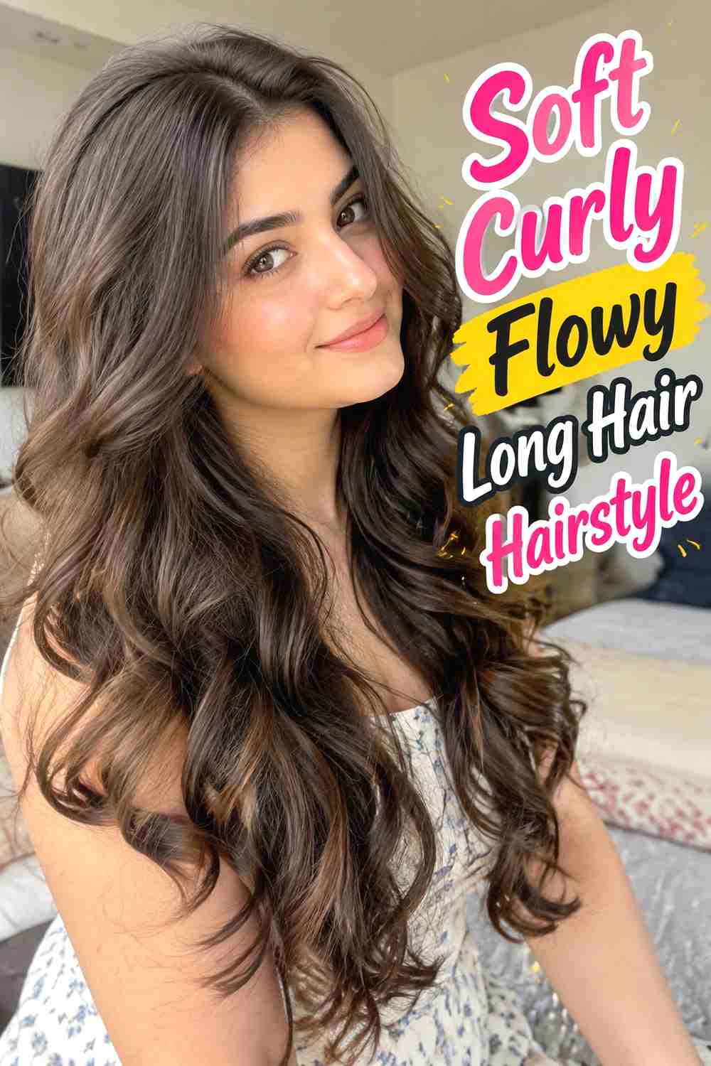 16. Soft Curly Flowy Long Hair Hairstyle