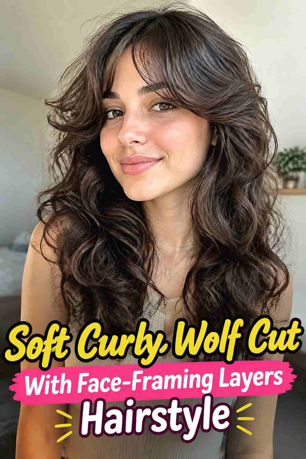 1. Soft Curly Wolf Cut With Face Framing Layers Hairstyle