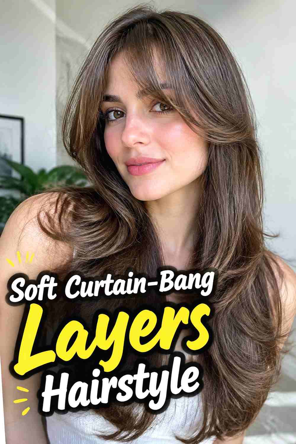 11. Soft Curtain Bang Layers Hairstyle