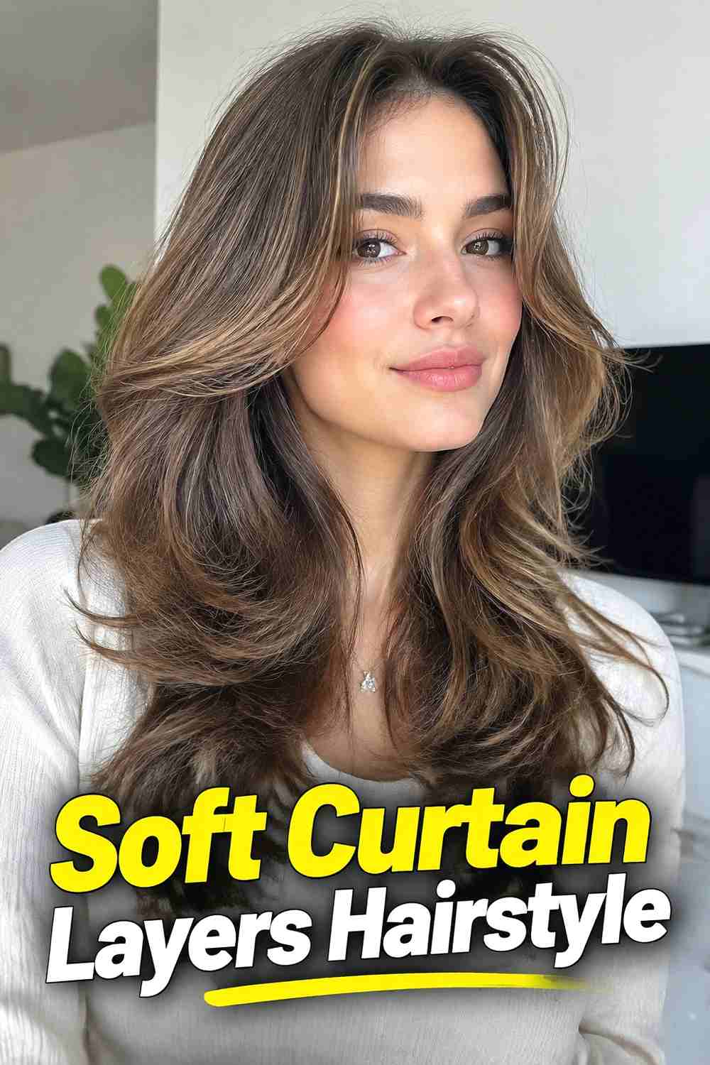 6. Soft Curtain Layers Hairstyle