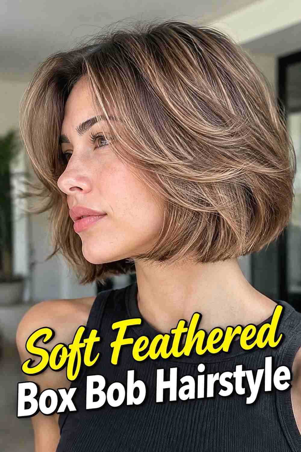 1. Soft Feathered Box Bob Hairstyle