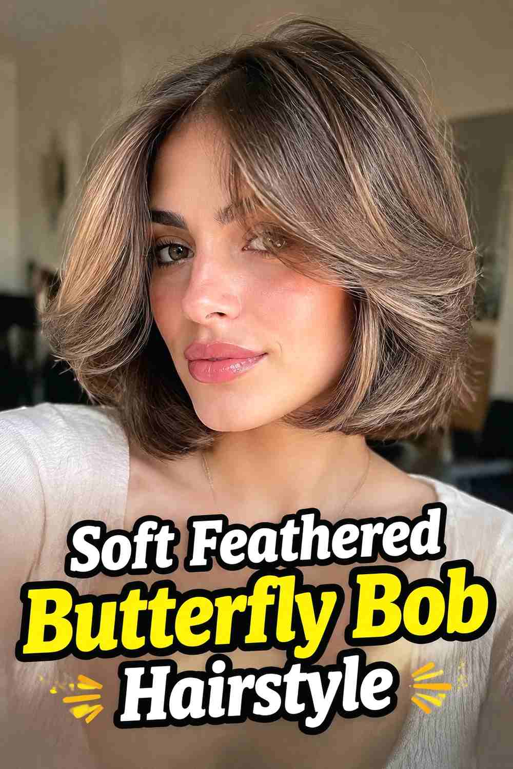6. Soft Feathered Butterfly Bob Hairstyle