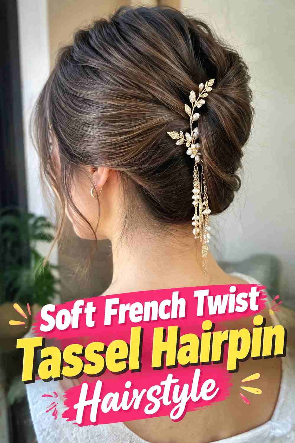 3. Soft French Twist Tassel Hairpin Hairstyle