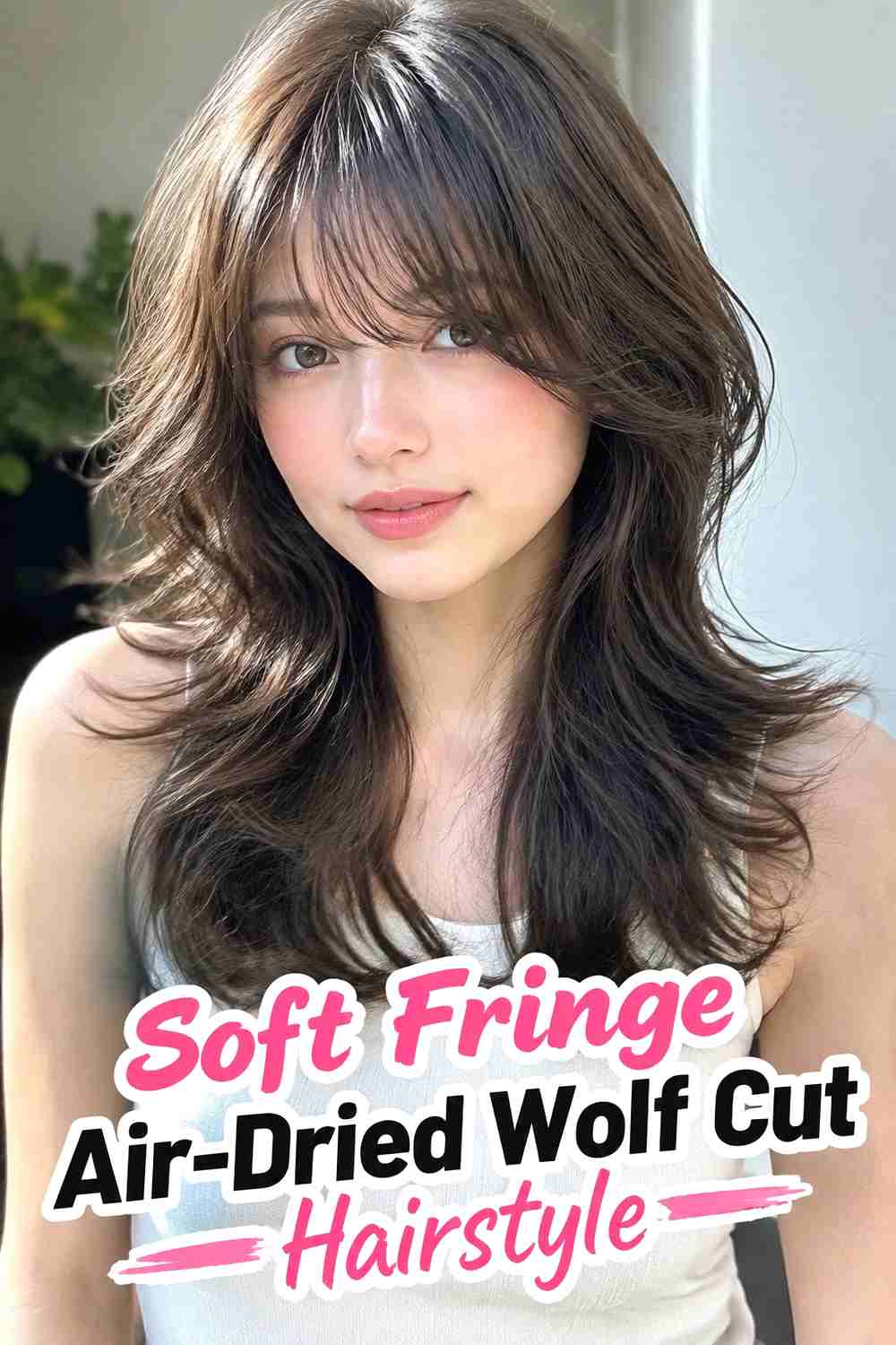 2. Soft Fringe Air Dried Wolf Cut Hairstyle