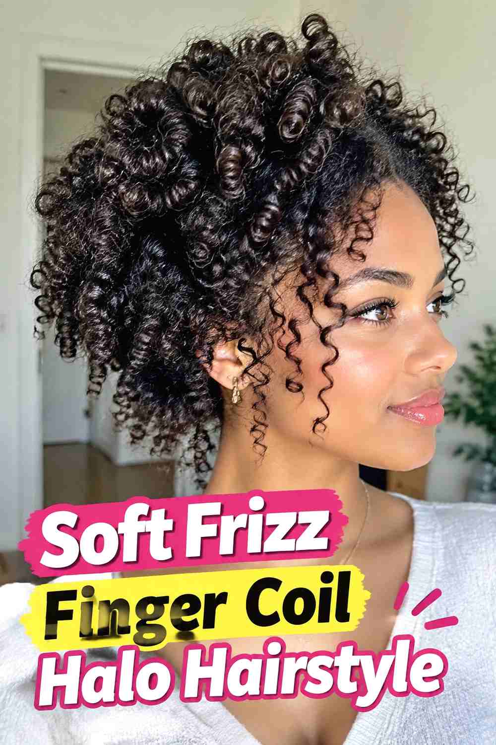 14. Soft Frizz Finger Coil Halo Hairstyle