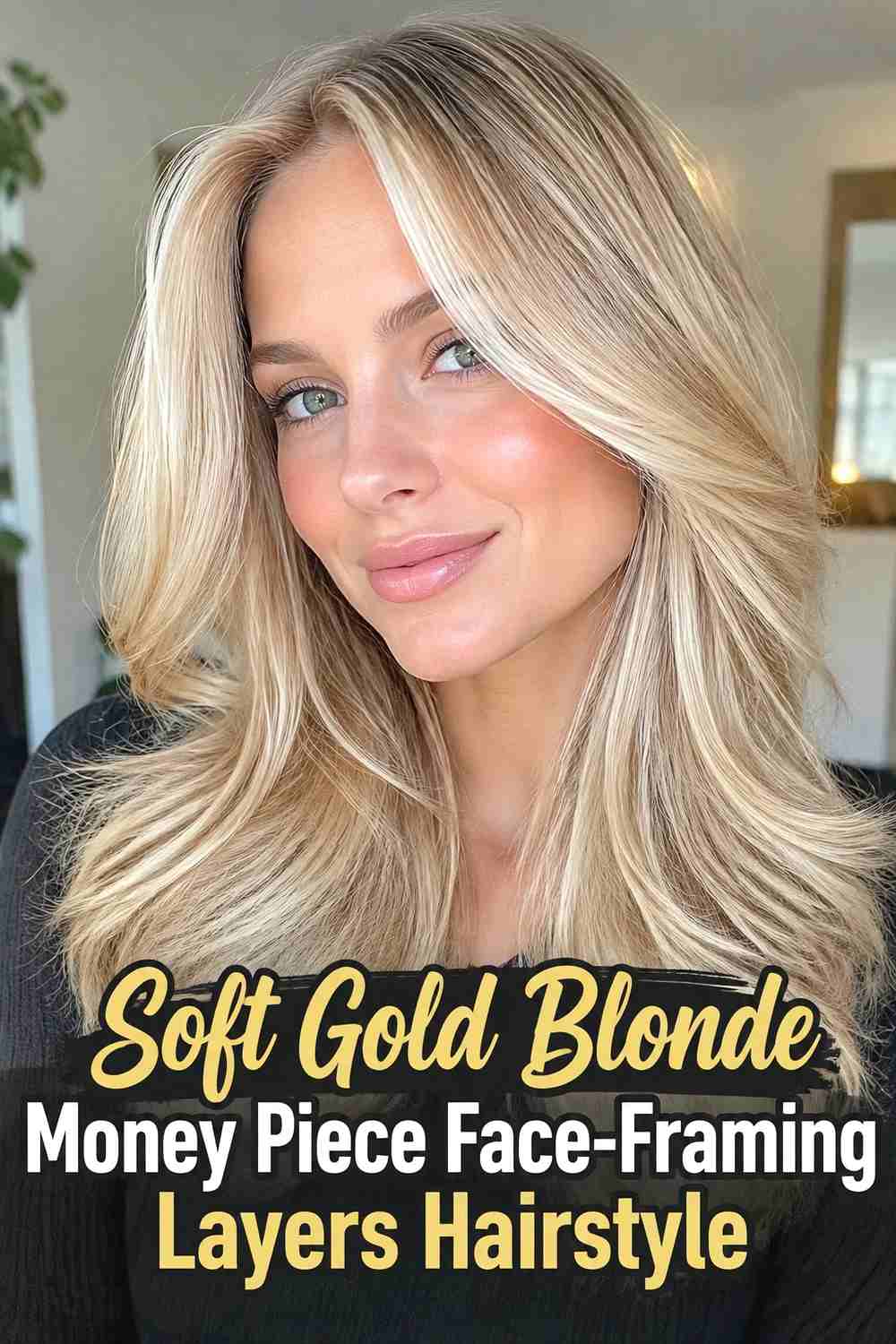 6. Soft Gold Blonde Money Piece Face Framing Layers Hairstyle