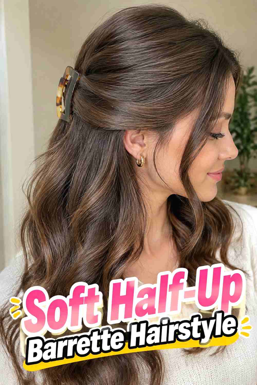 9. Soft Half Up Barrette Hairstyle