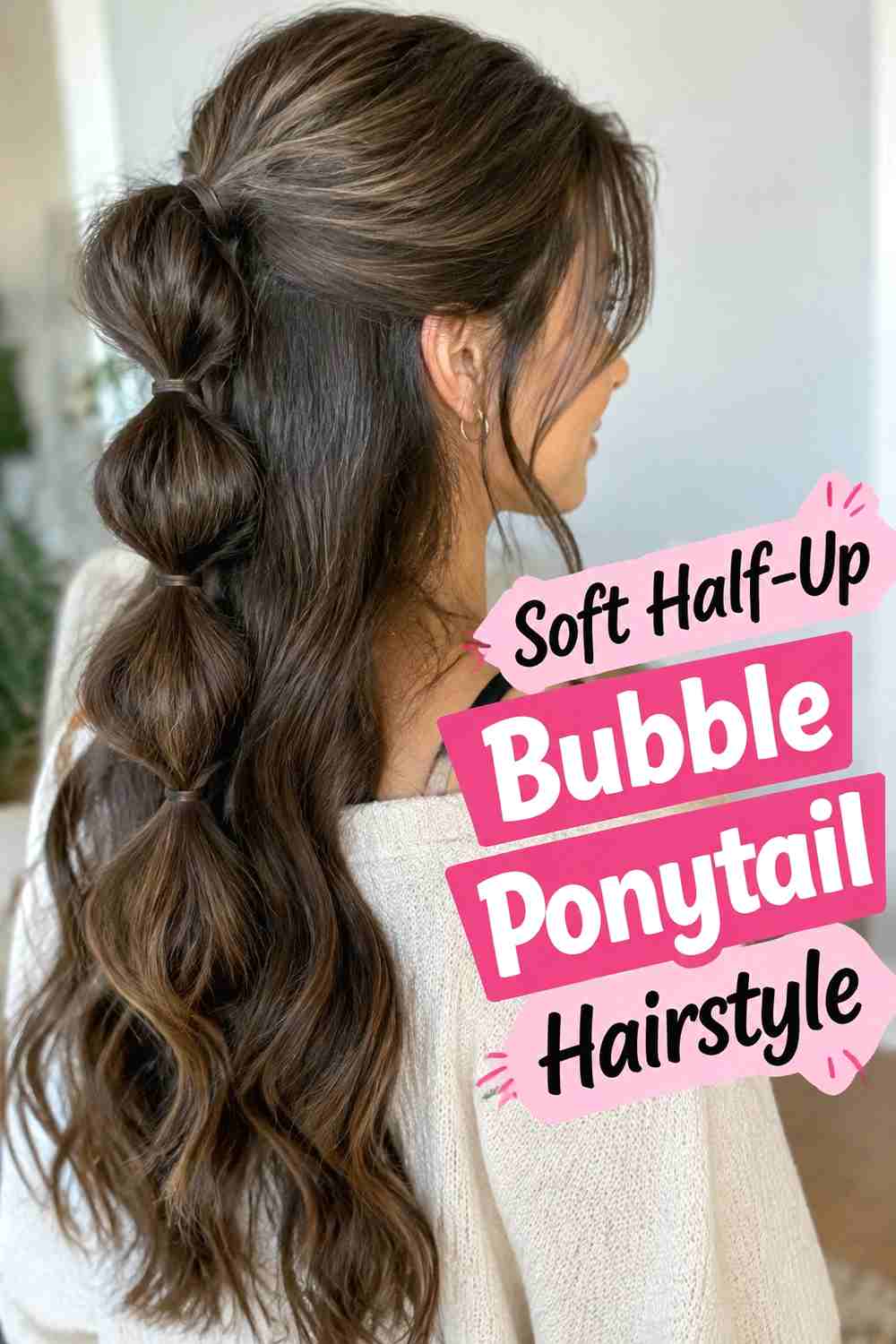 15. Soft Half Up Bubble Ponytail Hairstyle