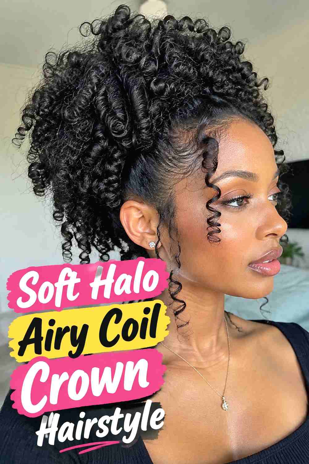 1. Soft Halo Airy Coil Crown Hairstyle