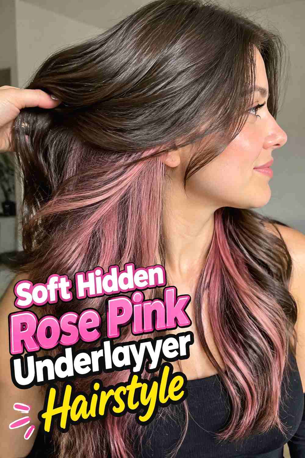 1. Soft Hidden Rose Pink Underlayer Hairstyle
