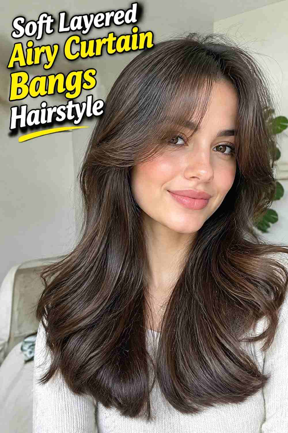 1. Soft Layered Airy Curtain Bangs Hairstyle