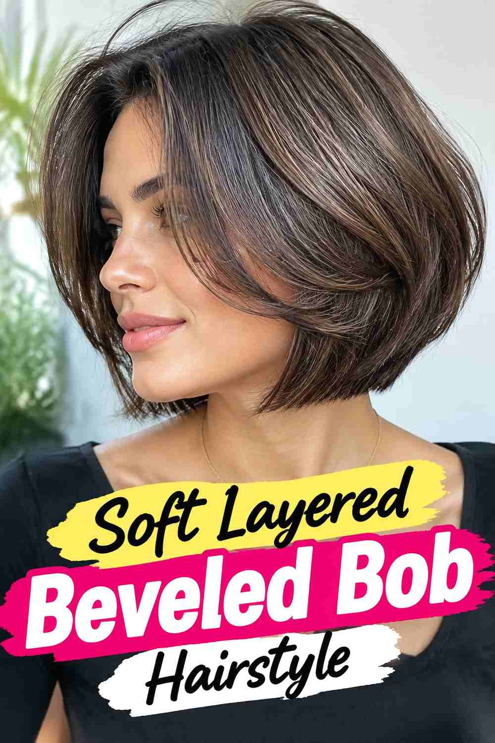 5. Soft Layered Beveled Bob Hairstyle