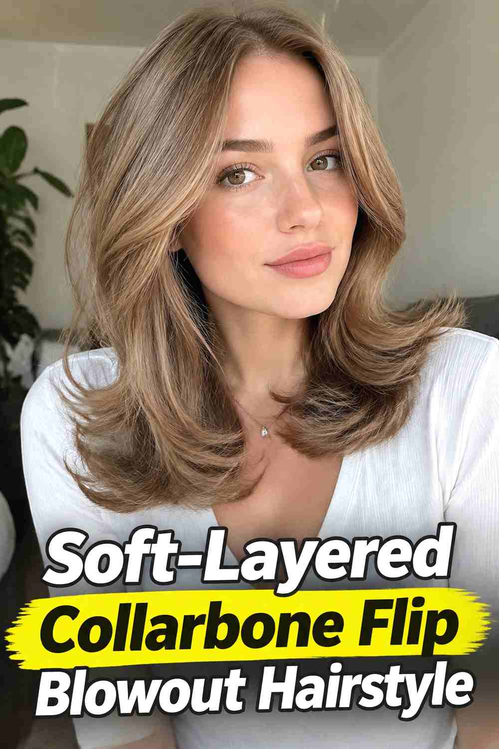 7. Soft Layered Collarbone Flip Blowout Hairstyle