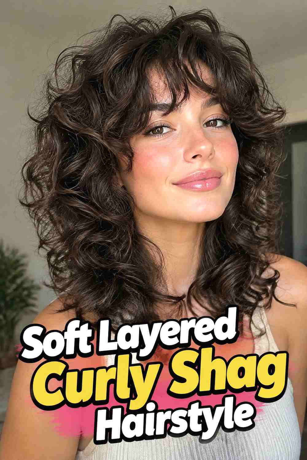 1. Soft Layered Curly Shag Hairstyle