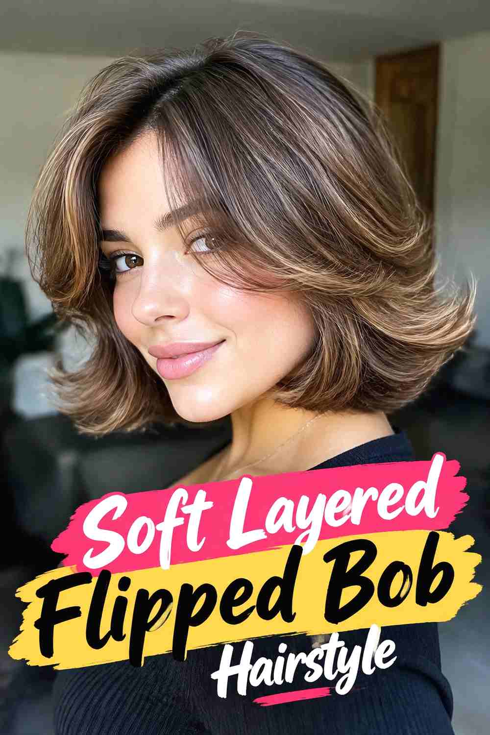 2. Soft Layered Flipped Bob Hairstyle