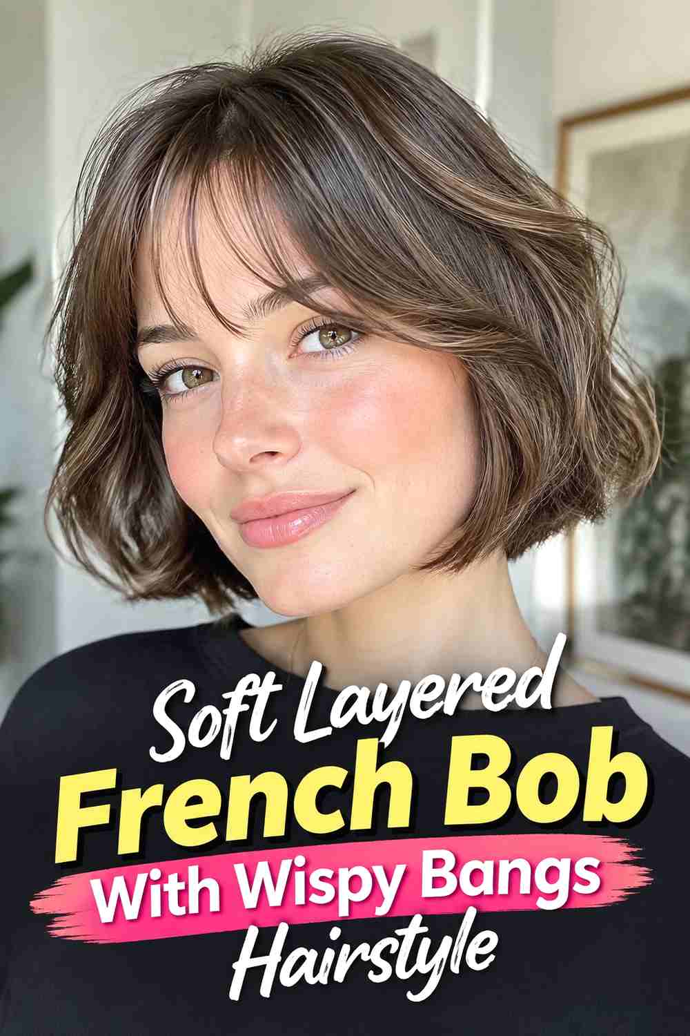 8. Soft Layered French Bob With Wispy Bangs Hairstyle