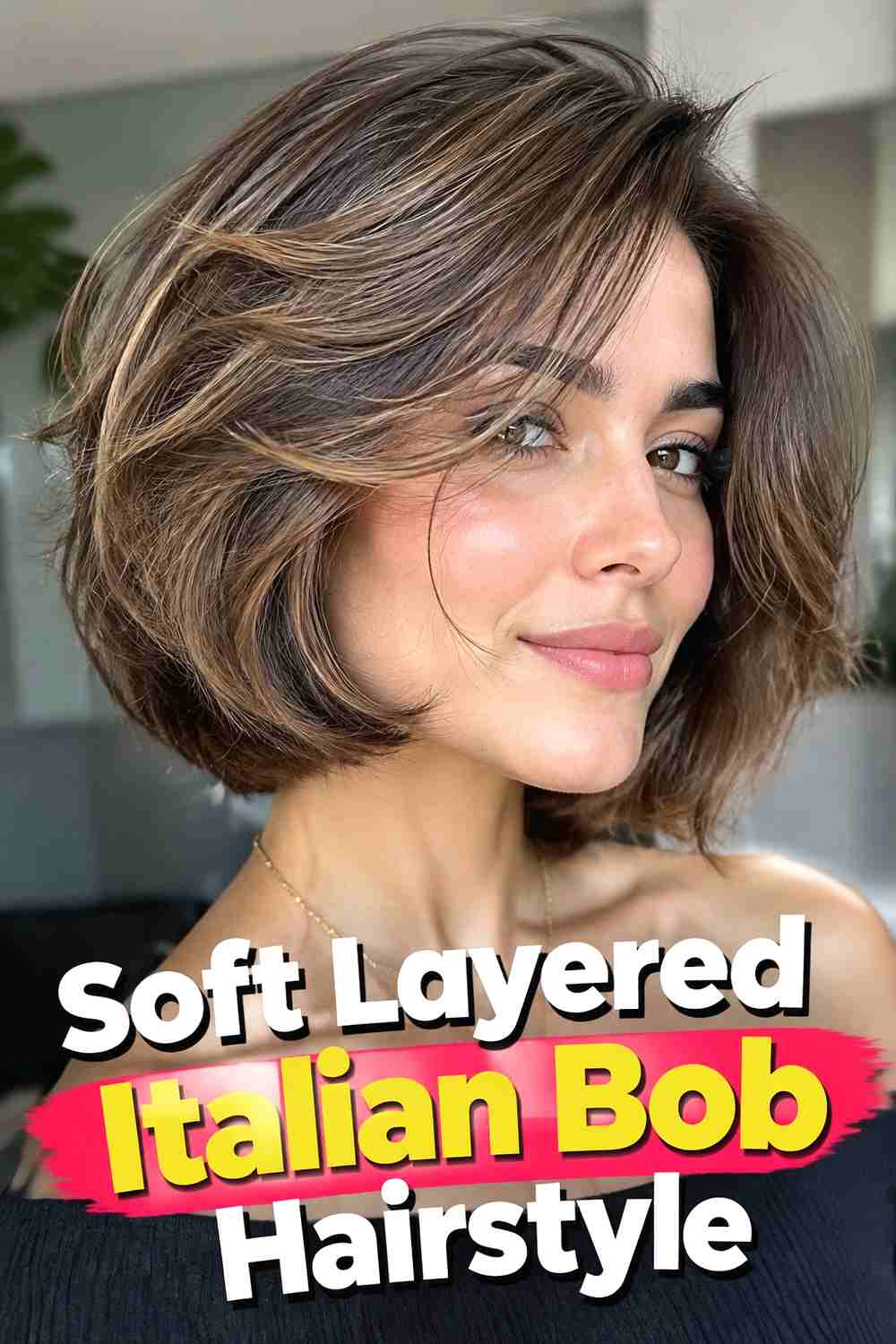 2. Soft Layered Italian Bob Hairstyle