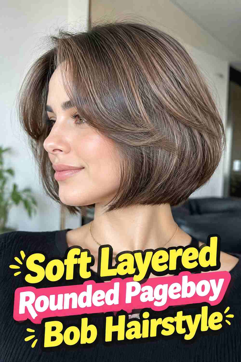 8. Soft Layered Rounded Pageboy Bob Hairstyle