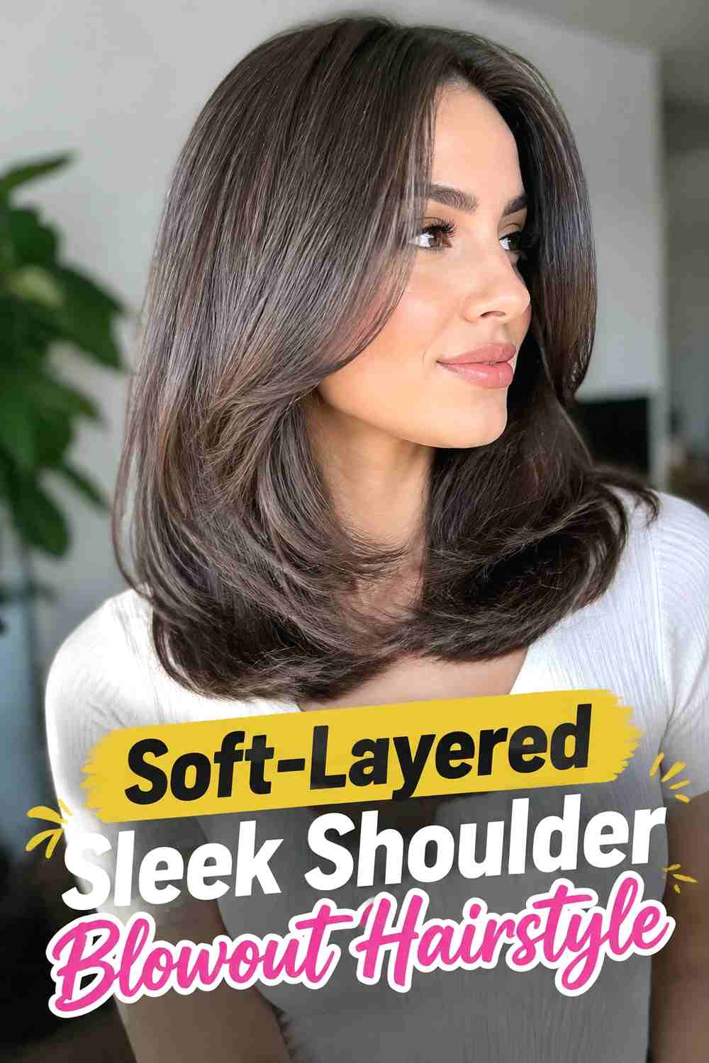 8. Soft Layered Sleek Shoulder Blowout Hairstyle