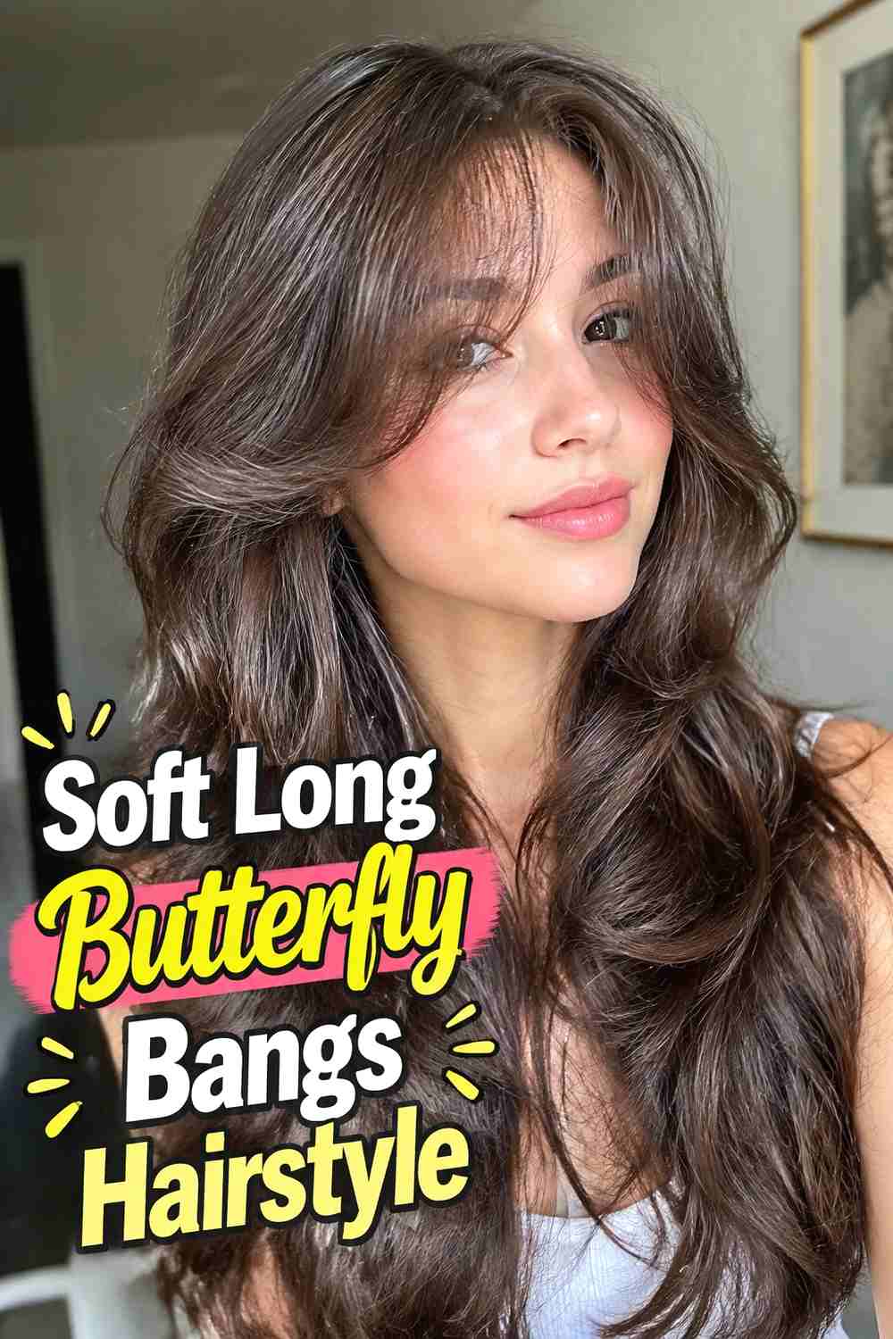 1. Soft Long Butterfly Bangs Hairstyle