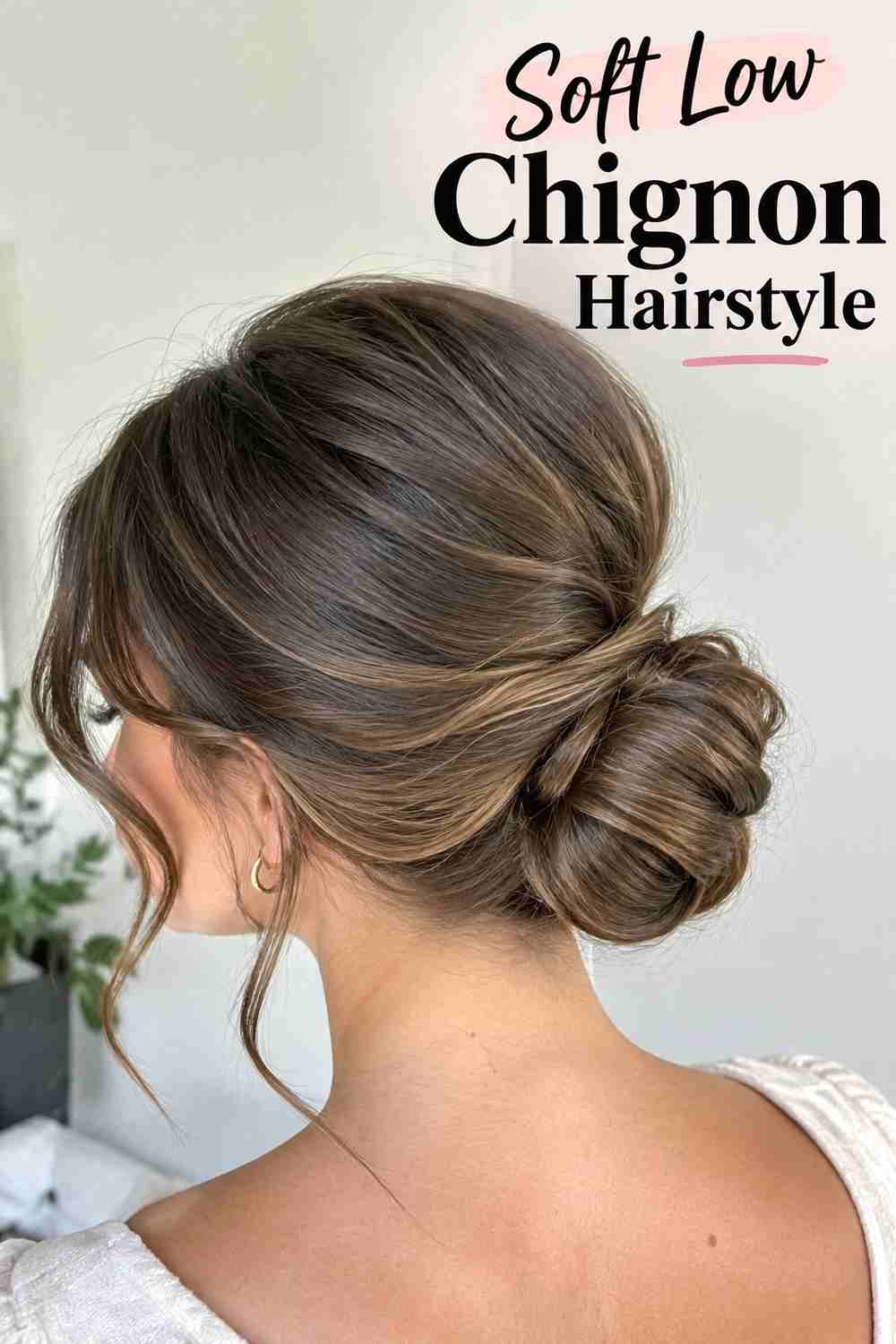 1. Soft Low Chignon Hairstyle