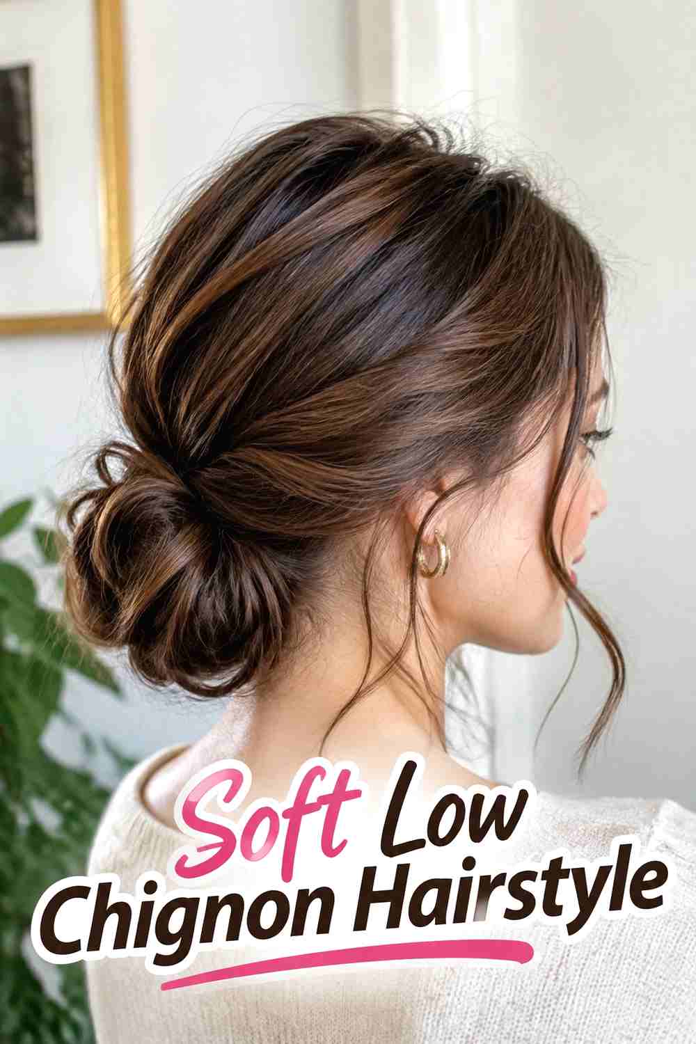 1. Soft Low Chignon Hairstyle