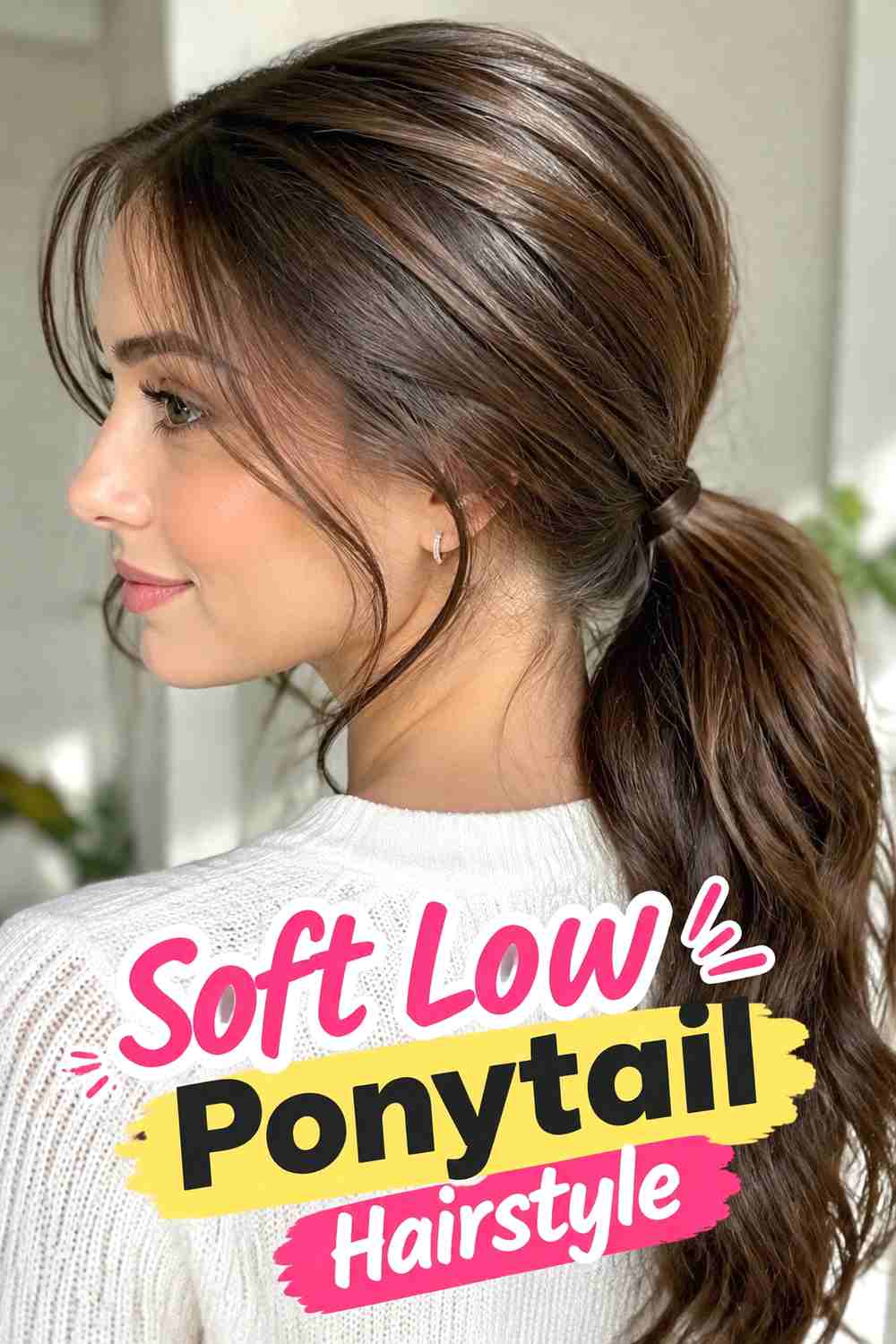 1. Soft Low Ponytail Hairstyle