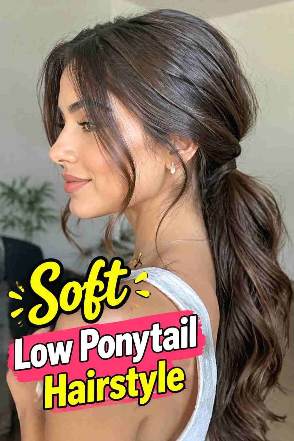 1. Soft Low Ponytail Hairstyle