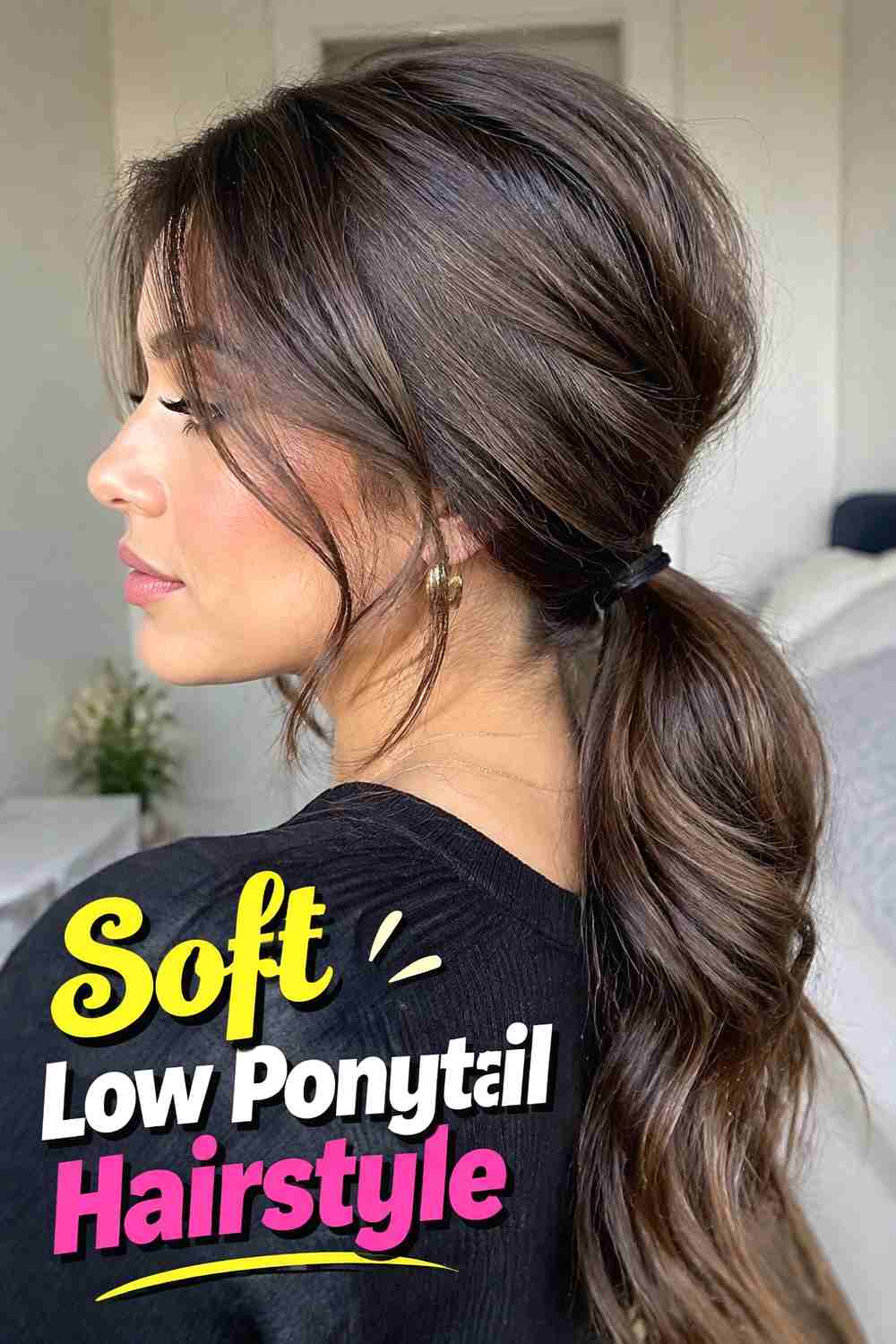 1. Soft Low Ponytail Hairstyle