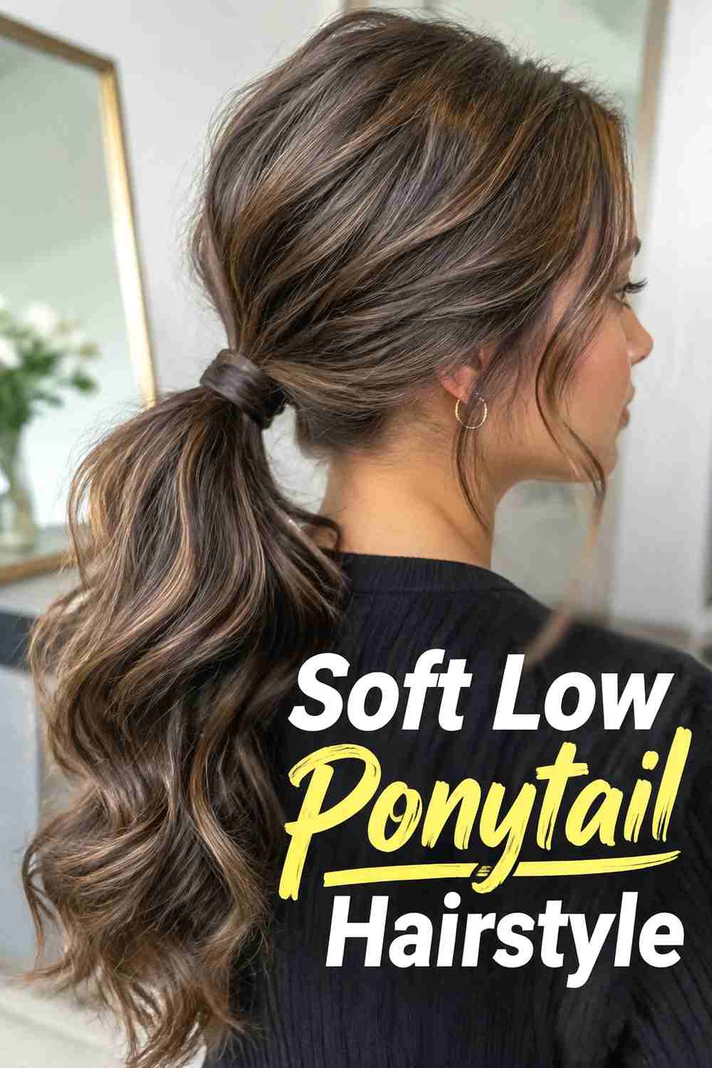 1. Soft Low Ponytail Hairstyle