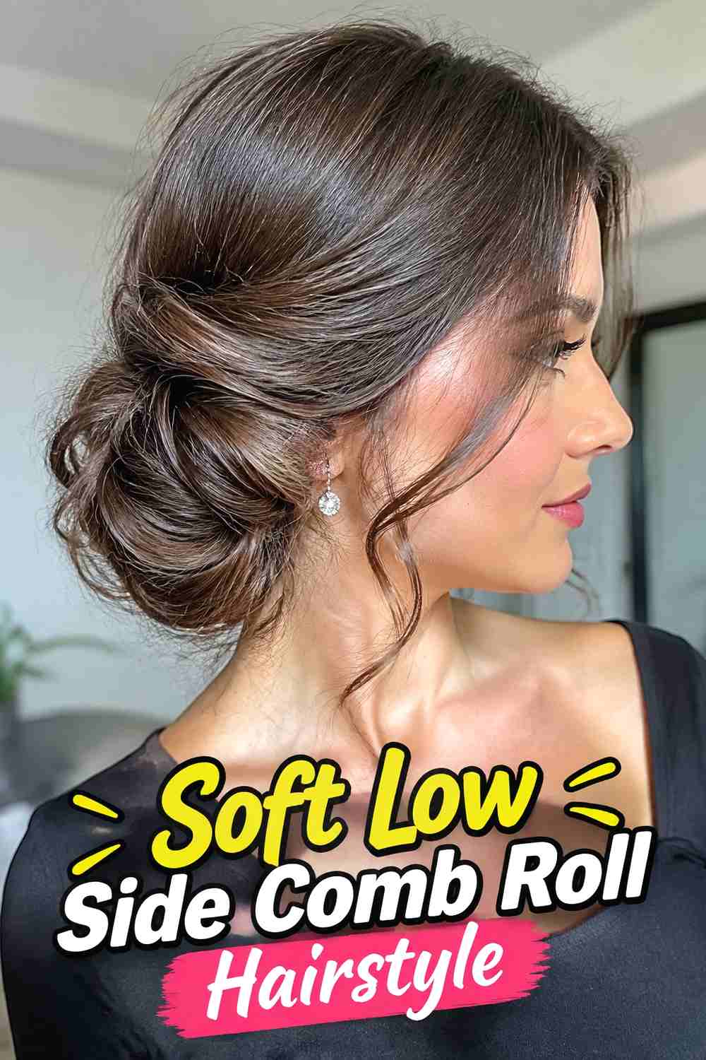 2. Soft Low Side Comb Roll Hairstyle