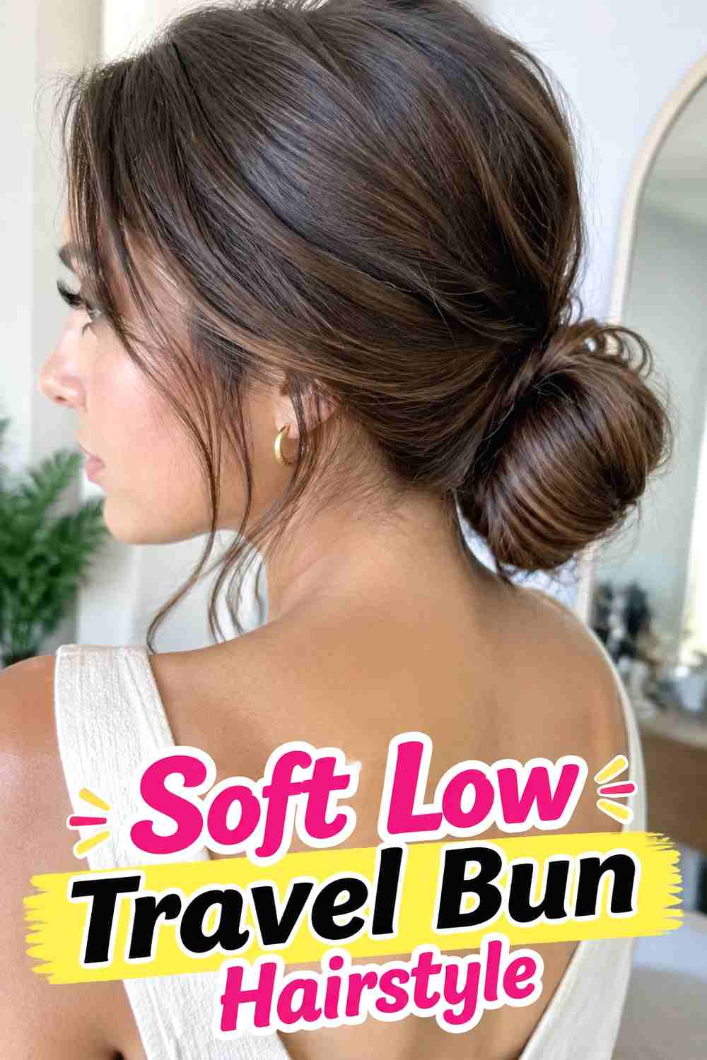 1. Soft Low Travel Bun Hairstyle