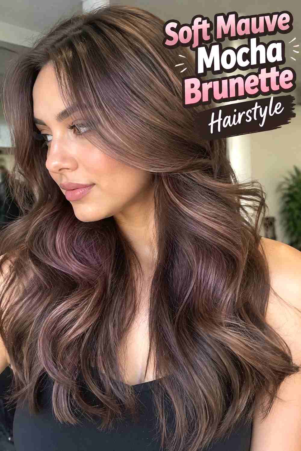7. Soft Mauve Mocha Brunette Hairstyle