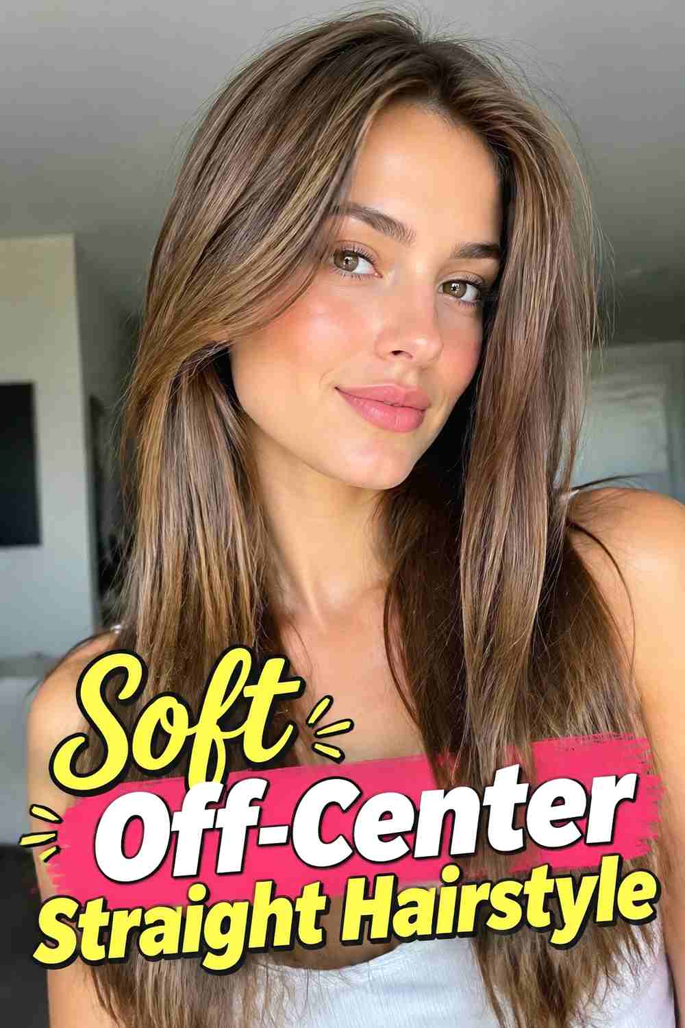 14. Soft Off Center Straight Hairstyle