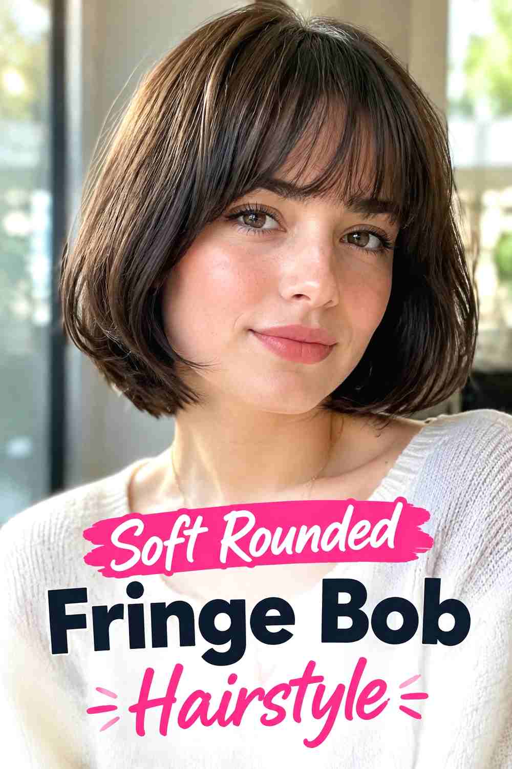 2. Soft Rounded Fringe Bob Hairstyle