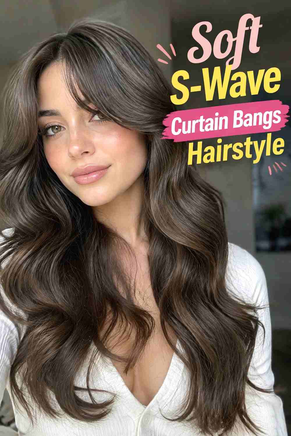 4. Soft S Wave Curtain Bangs Hairstyle
