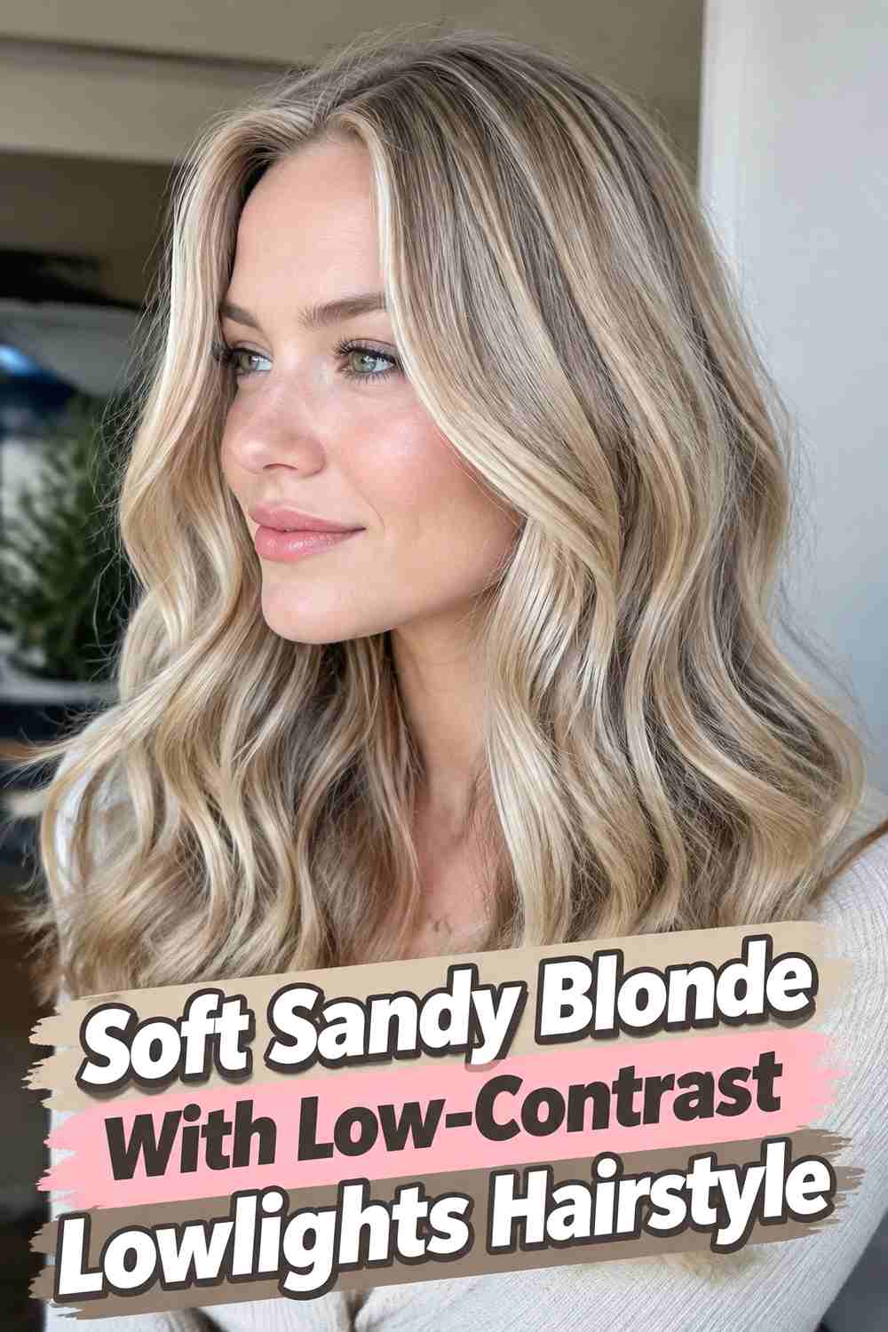 1. Soft Sandy Blonde With Low Contrast Lowlights Hairstyle